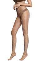 "ICY" Iridescent Rhinestone Nude Fishnet Tights